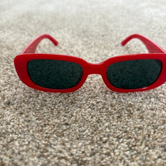 Square Frame Red Sunglasses Square Y2K Bold Trendy Festival - Picture 2 of 9
